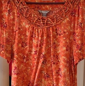 Colorful Women's Blouse in Orange XXL
